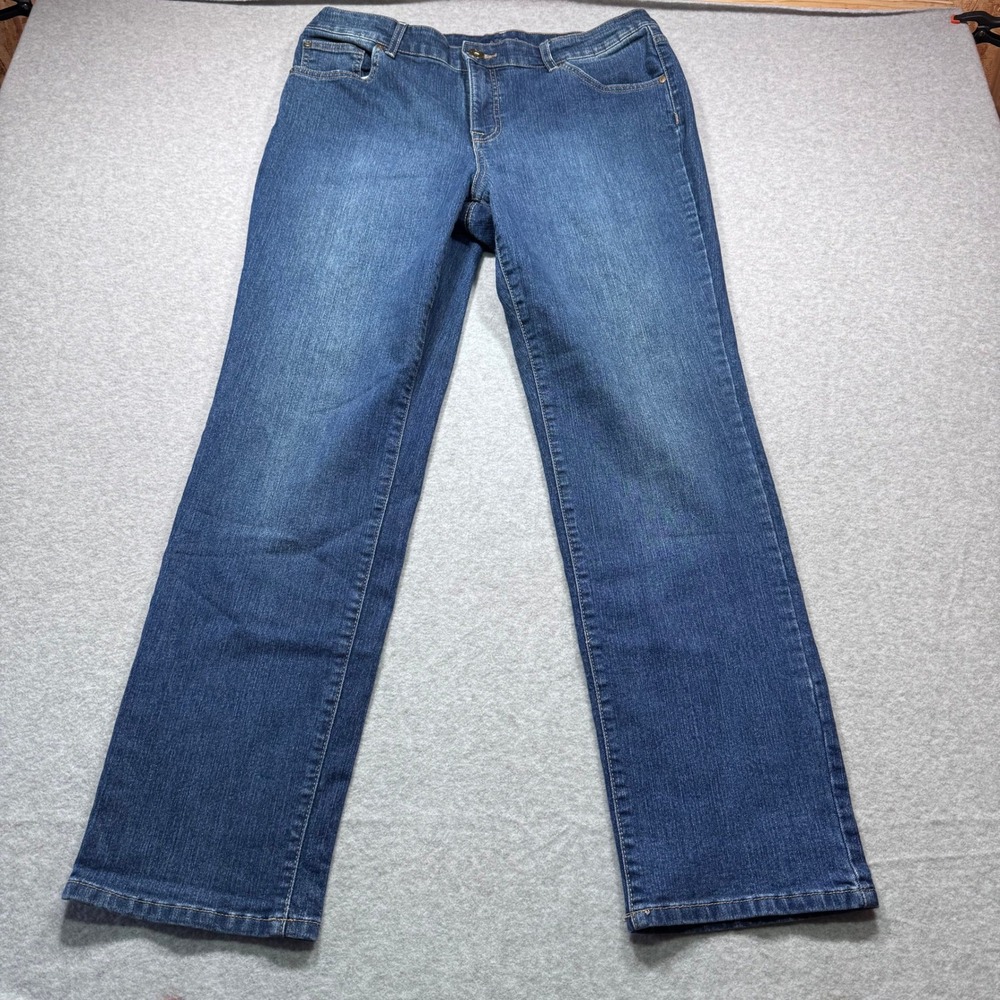 Bandolino Mandie Straight Leg Jeans Womens 12 Medium Wash Blue Stretch Denim